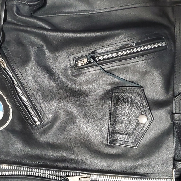 MAS Leather black full zipper jacket men size L - Picture 5 of 8